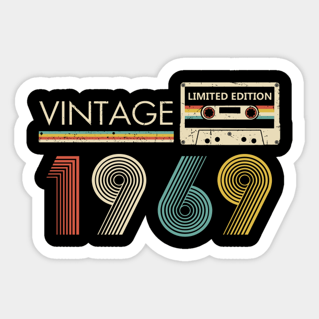 Vintage 1969 Limited Edition Cassette 55th Birthday Sticker by Kontjo